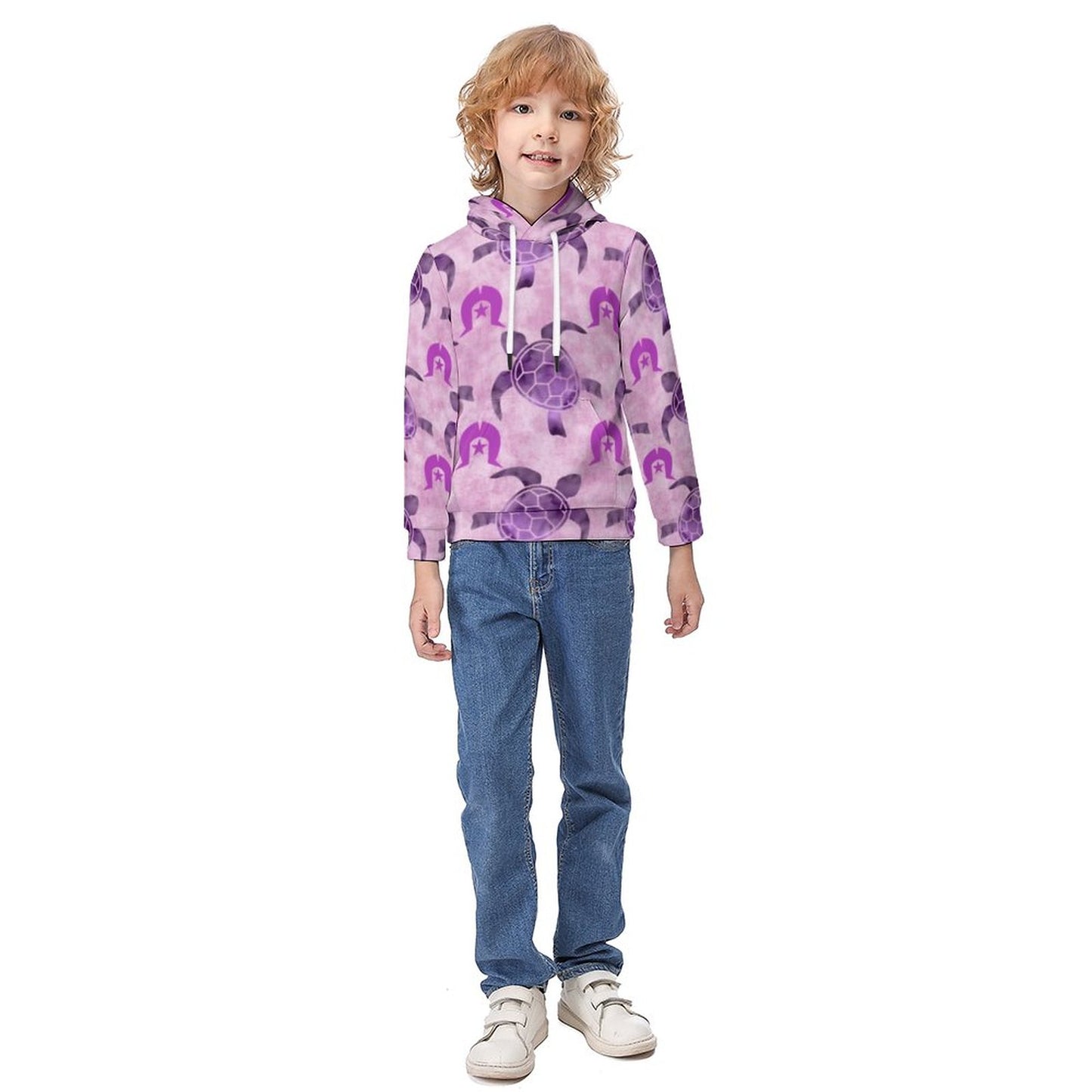 Purple Turtle Pattern on Children's Hoodie