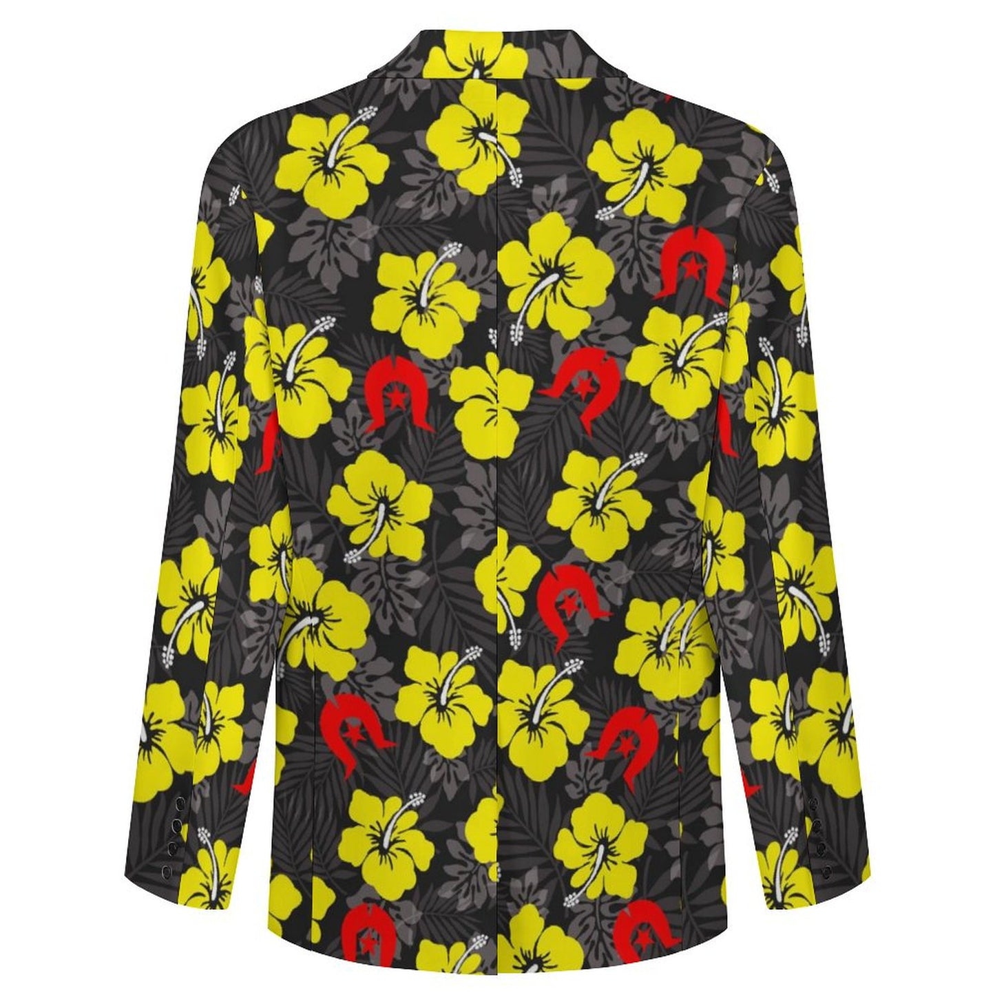 Royal yellow Hibiscus with Red Dhari on Men's Blazer