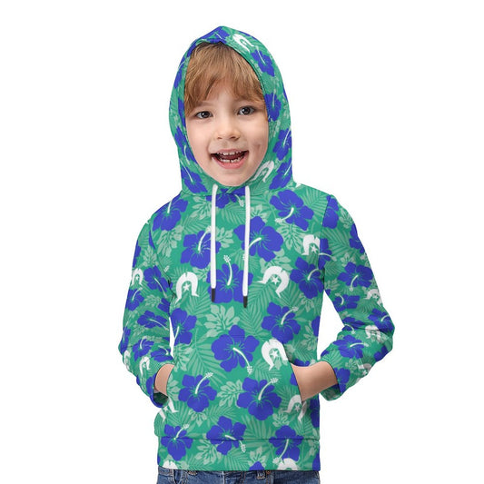 Royal Blue Hibiscus flowers with Dhari on Children's Hoodie