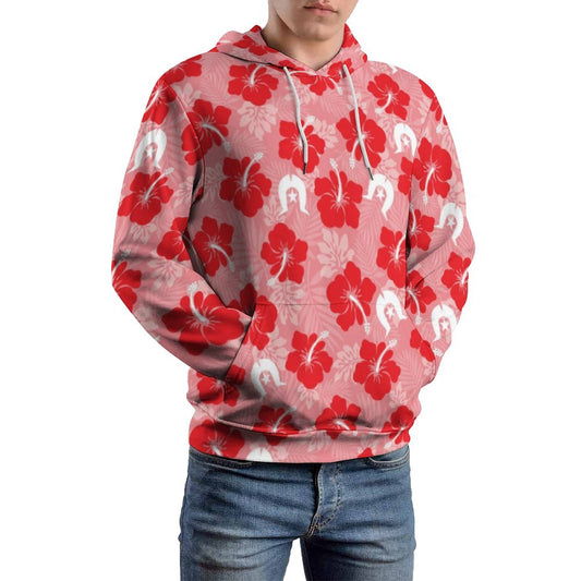 Hibiscus flowers with Dhari (Royal Pink) on Men's Cool Hoodie with Double-layer Cap