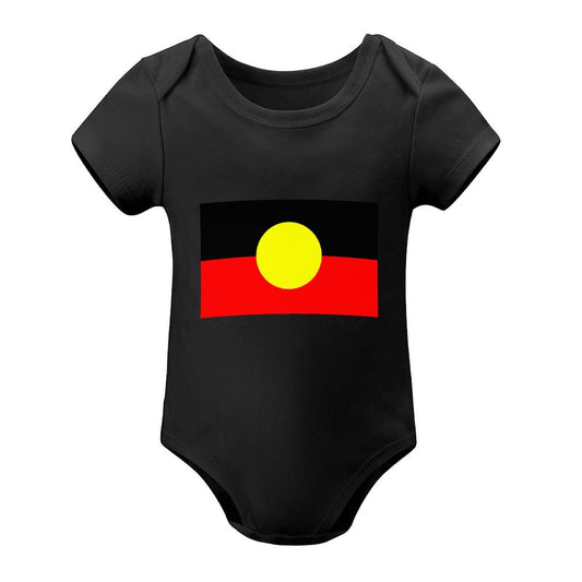 Aboriginal Flag on Short Sleeve Baby Romper