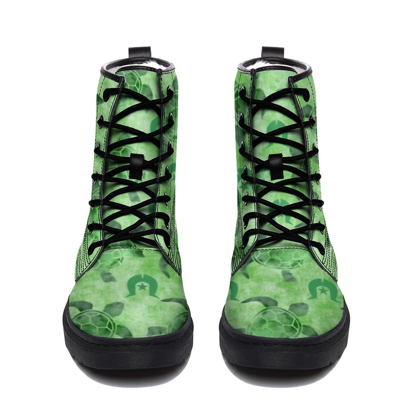 Green Turtle Pattern on Unisex Boots for Men and Women