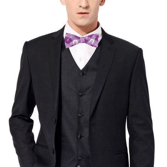 Hibiscus flowers with White Dhari (Royal purple) on Men's Bowtie