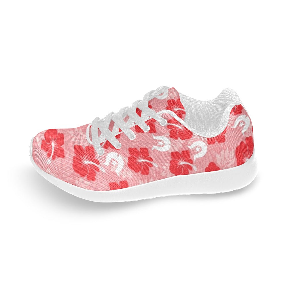 Hibiscus flowers with Dhari (Royal Pink) on Kid's Sneakers
