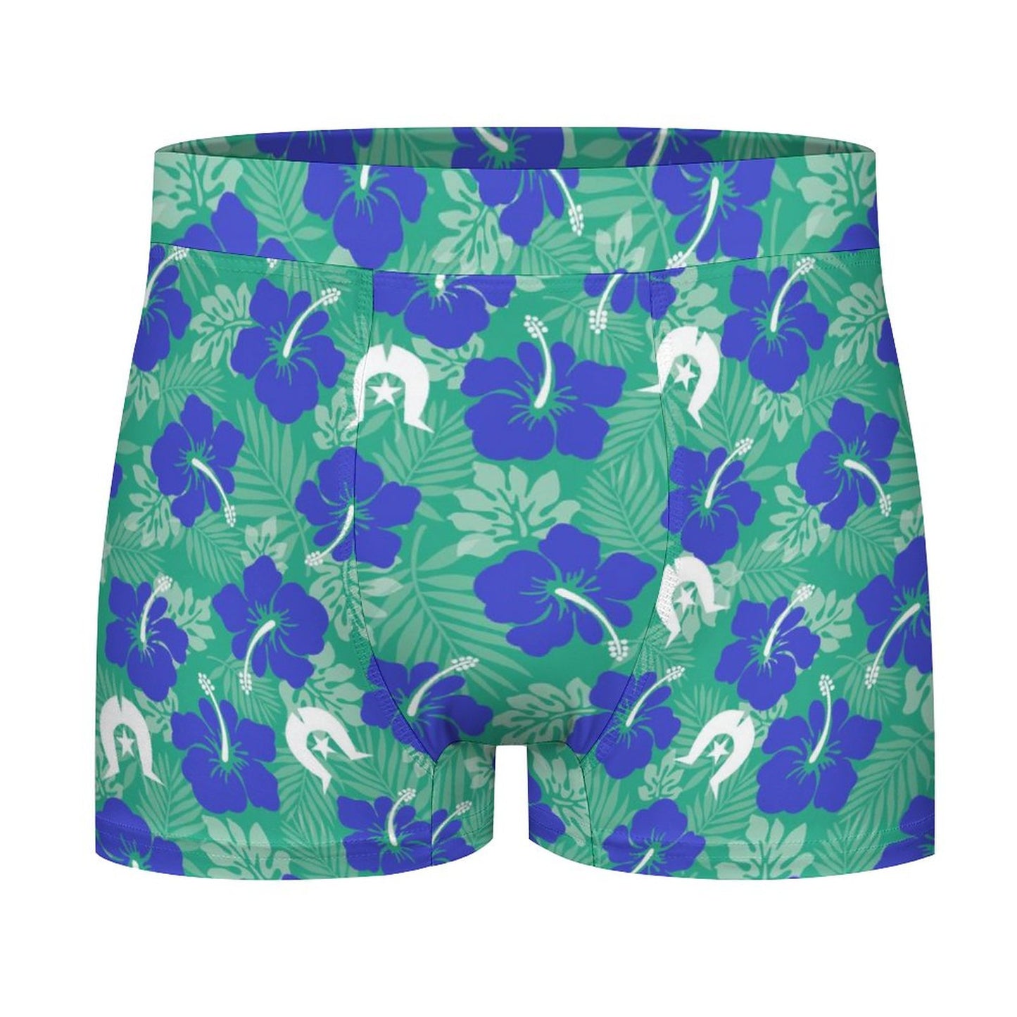 Royal Blue Hibiscus flowers with Dhari on Milk Fiber Boxer Shorts for Men
