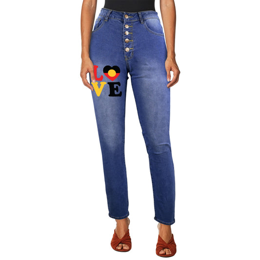 Aboriginal Flag with 'LOVE on 'Women's Jeans