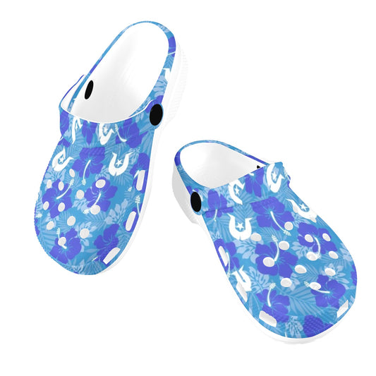 Hibiscus flowers with Dhari (Royal blue) on Kids Clogs