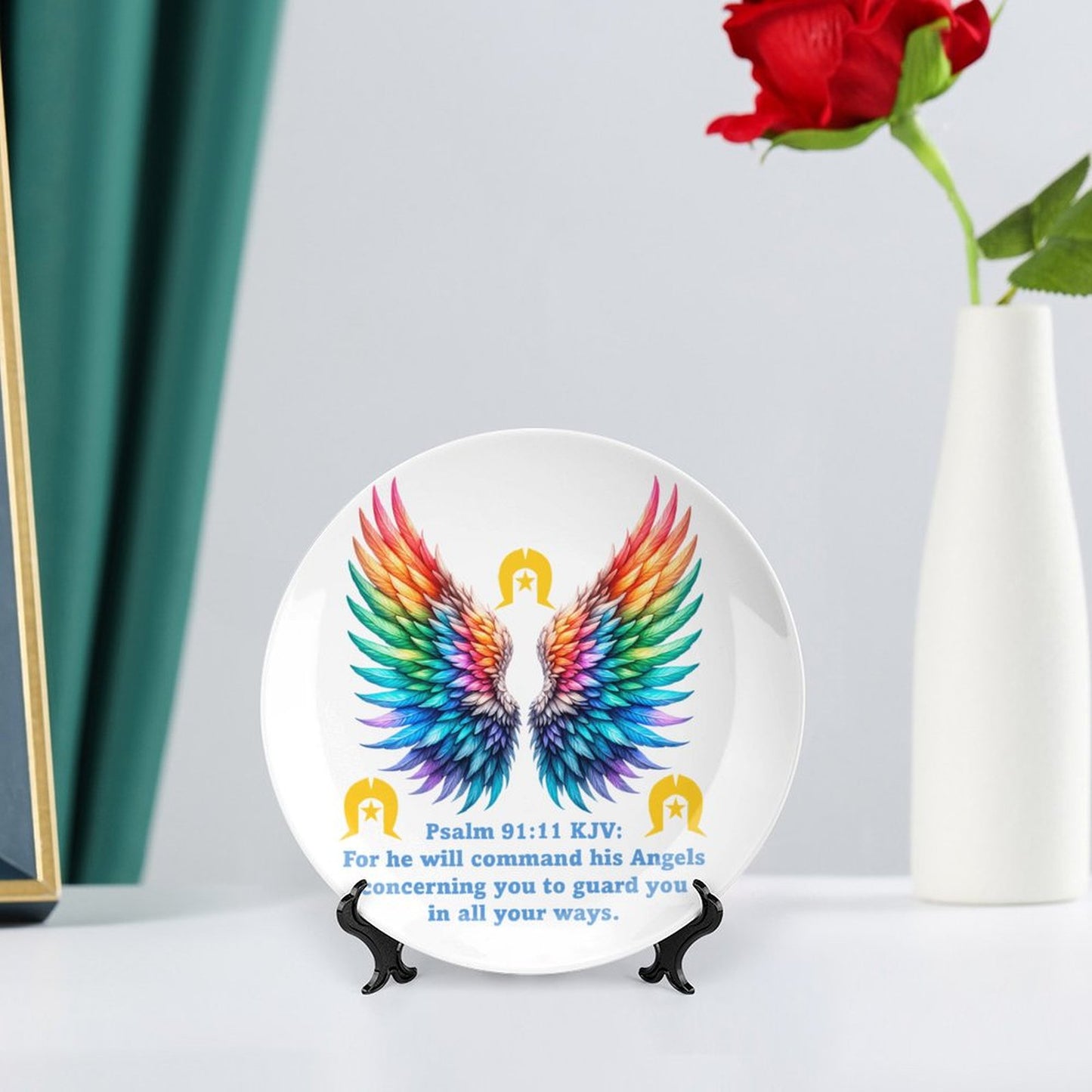 Bible Psalm on Angels with Dhari on Bone China Decorative Plate