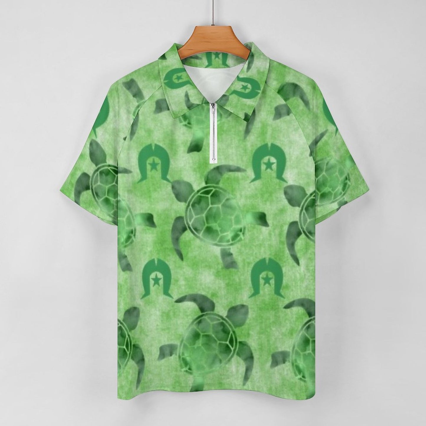 Green Turtle Pattern on Short Sleeved Sportswear Men's T Shirt