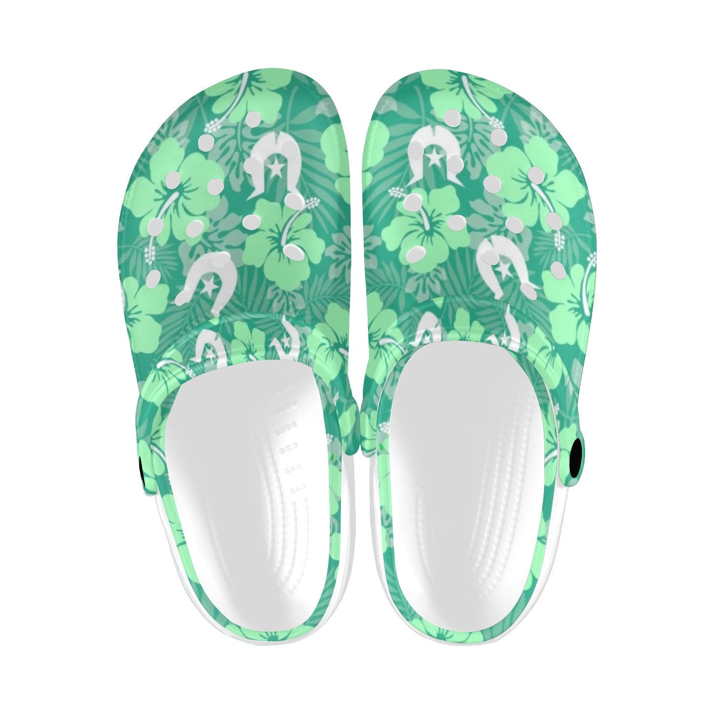 Hibiscus flowers with Dhari (Royal mint) on Adults Clogs