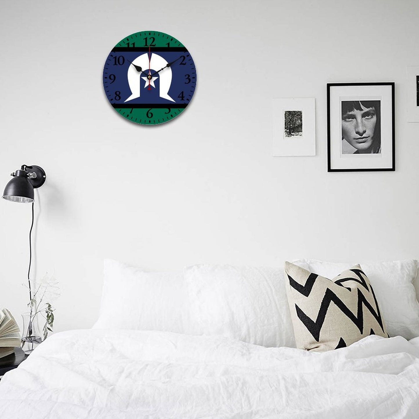 Torres Strait flag on Wooden Wall Clock-9.84"x9.84"/ 25x25cm