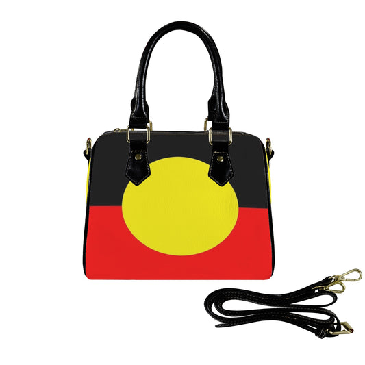 Aboriginal Flag on Handbag-Black Handle