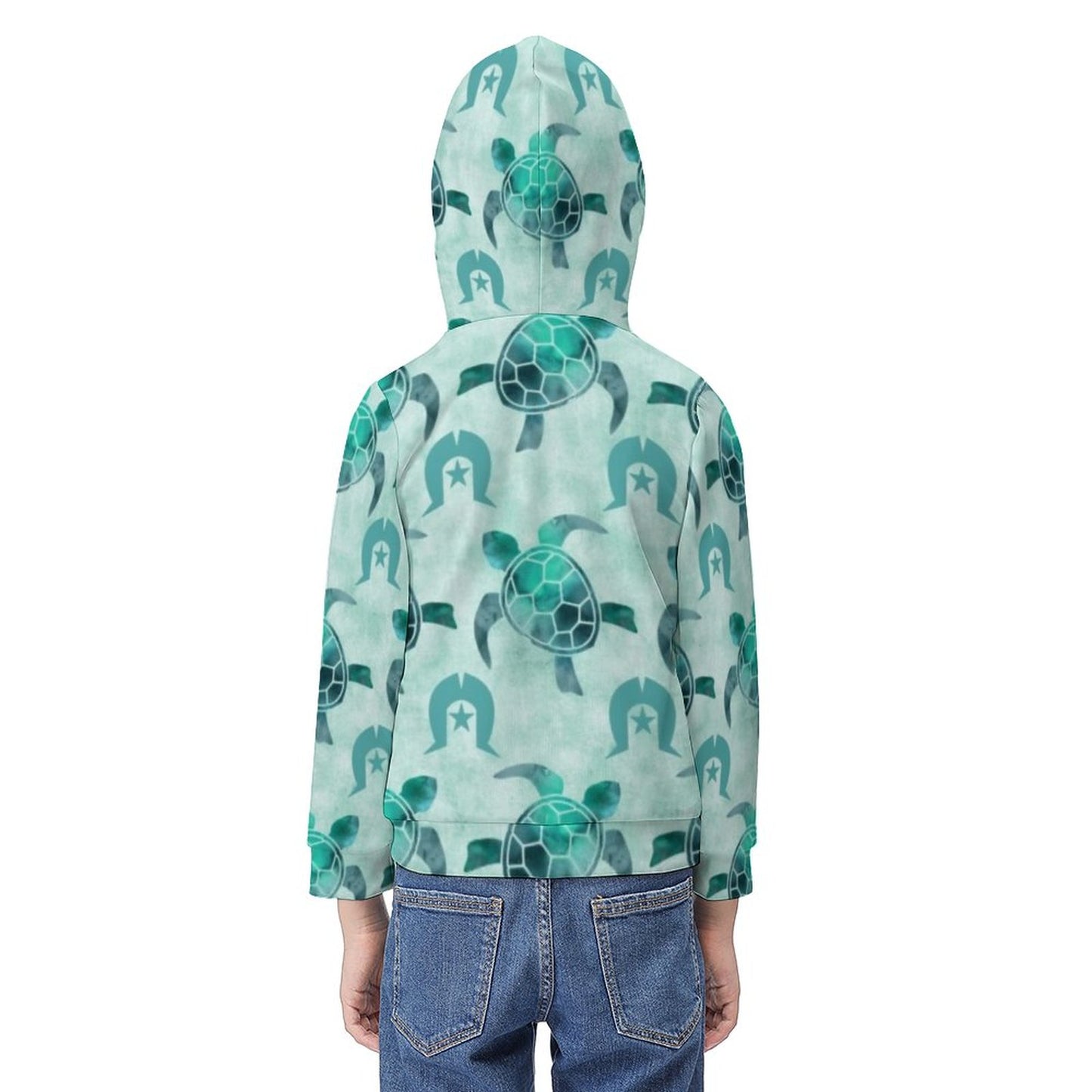 Aqua Turtle Pattern on Children's Hoodie