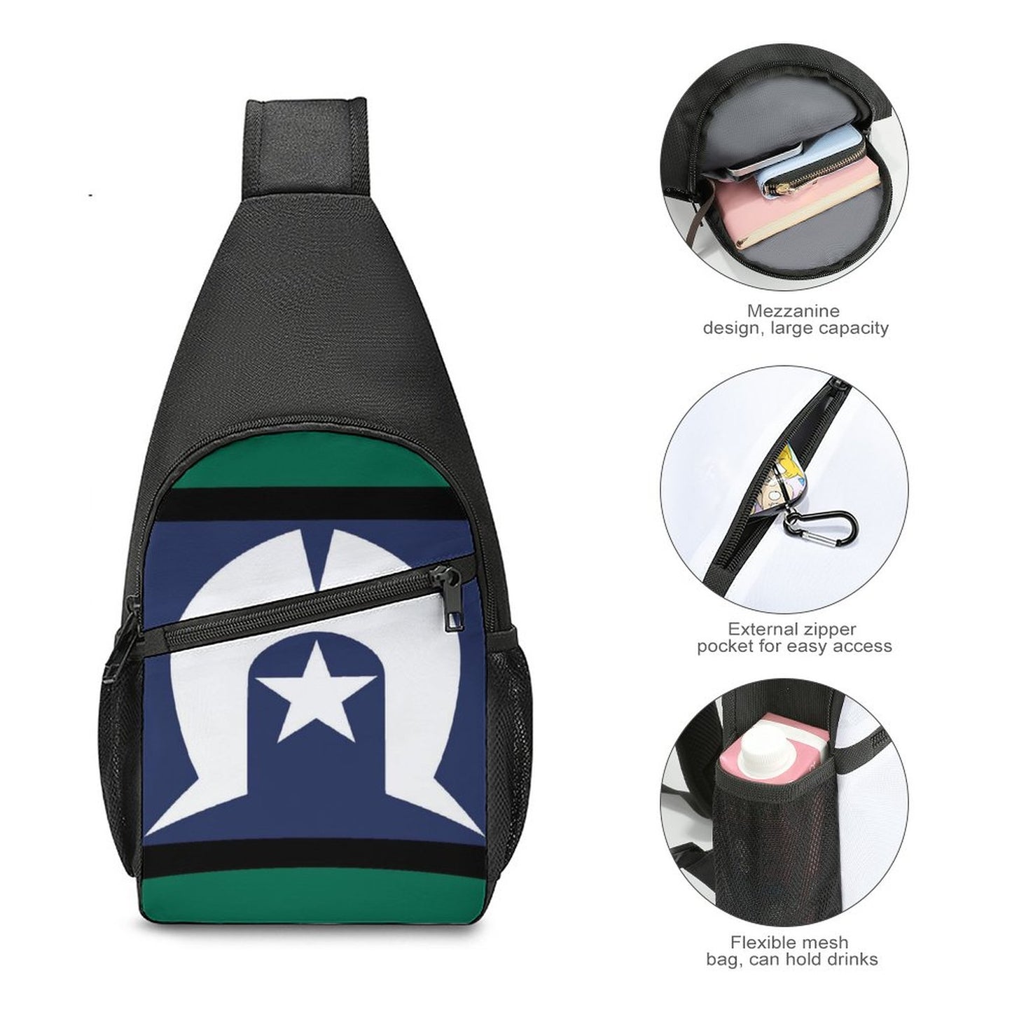 Torres Strait flag on Sling Bags with Single Shoulder