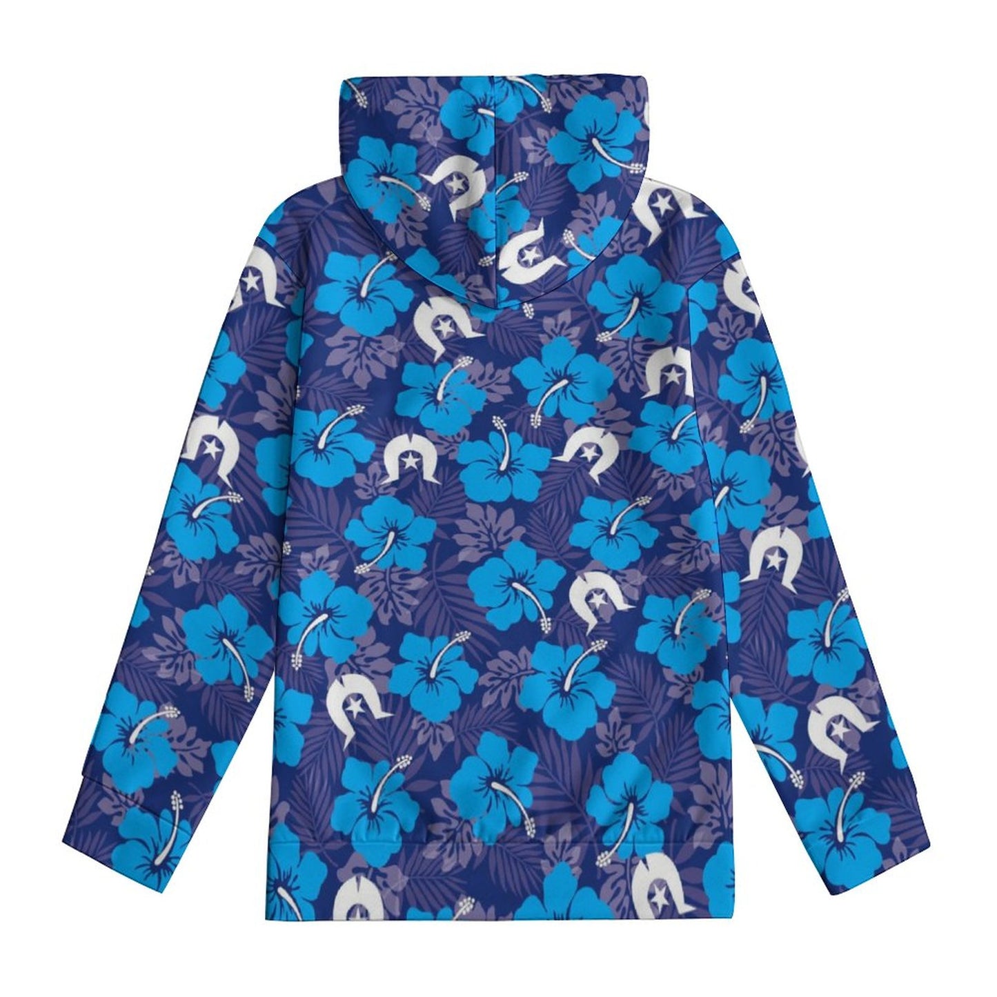 Hibiscus flowers with White Dhari (Royal blue) on Youth's Hoodie