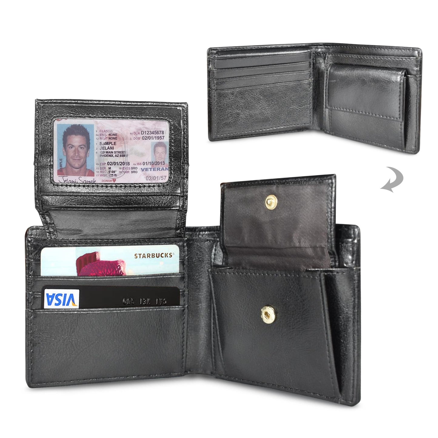 Aqua Turtle Pattern on Men's Bifold Wallet with Multi Slots