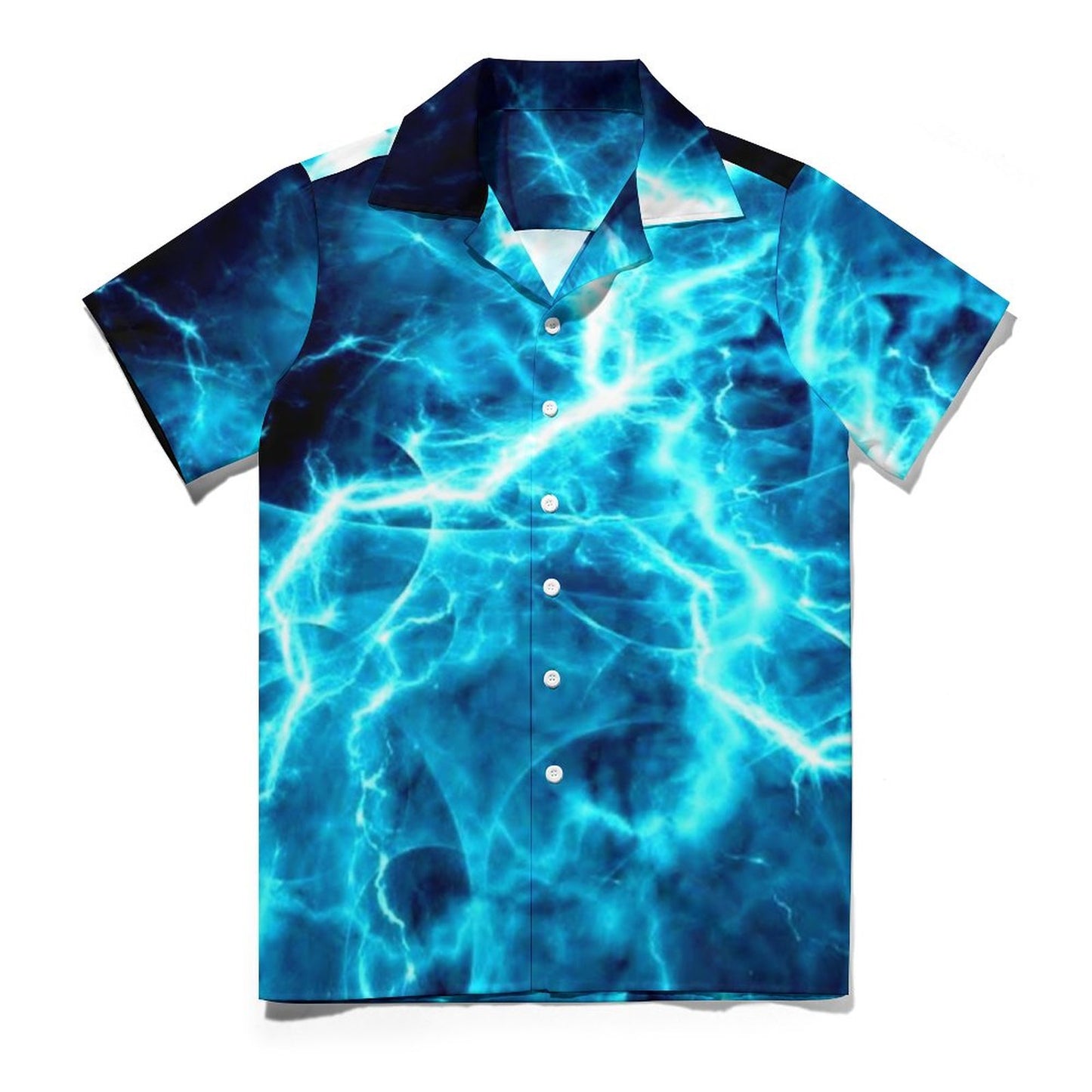 Lightning on Men's Short Sleeve Hawaiian Print Shirt with Cuban Collar