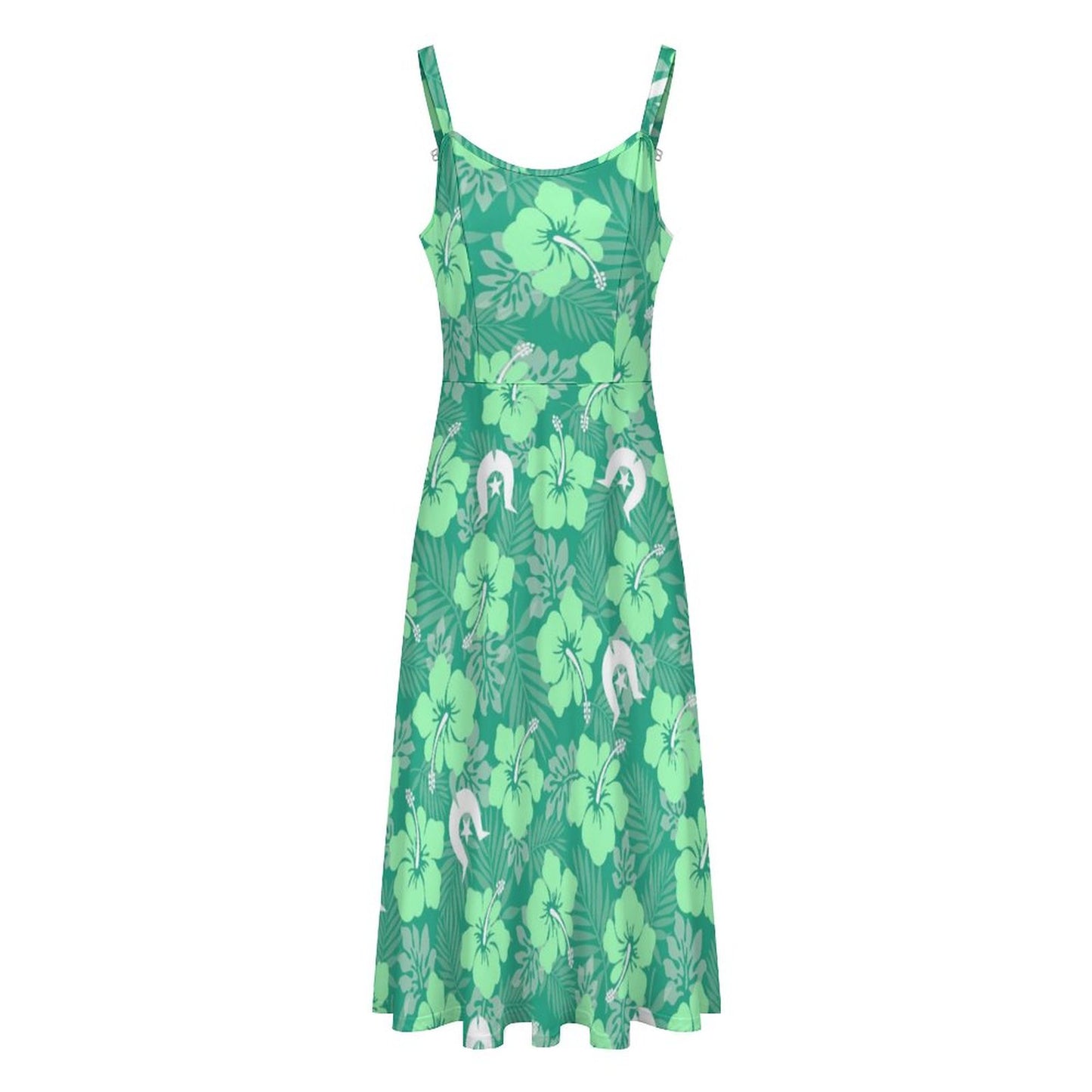 Hibiscus flowers with Dhari (Royal mint) on Midi Spaghetti Strap Dress