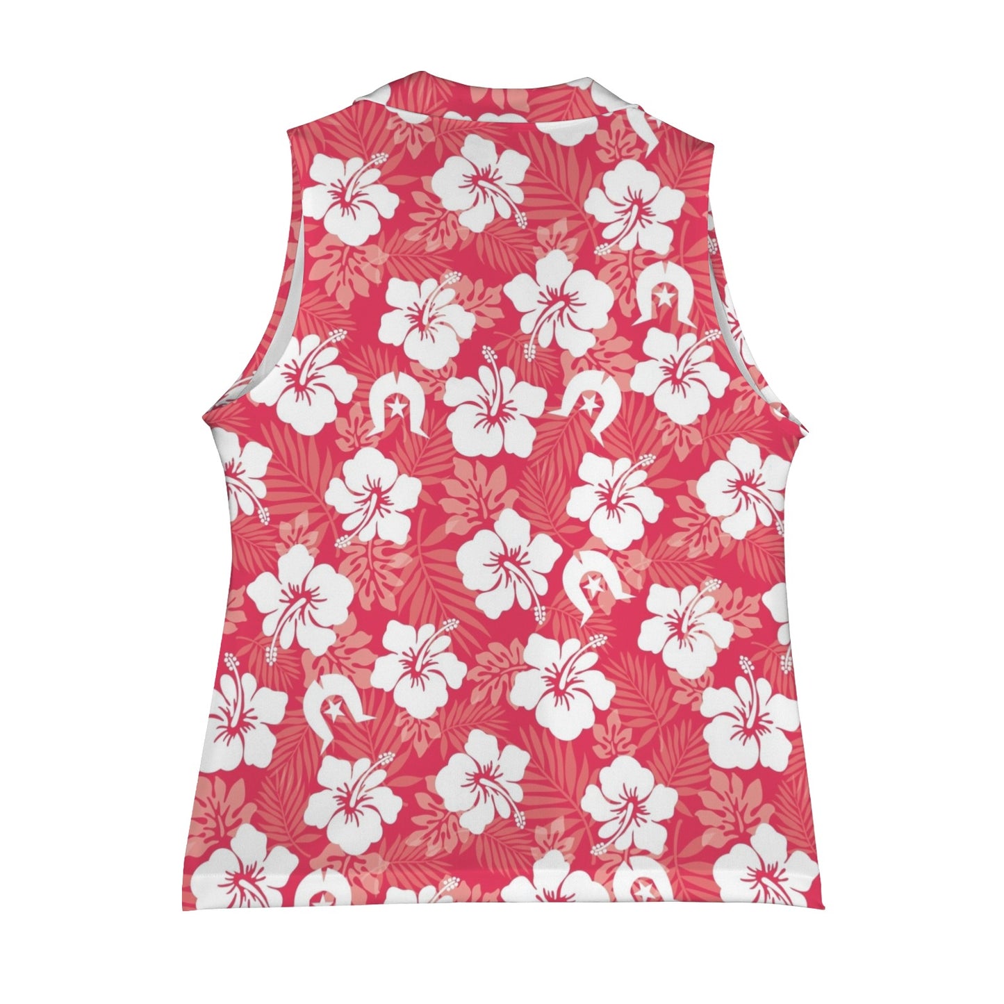 White Hibiscus flowers with Dhari (Red) on Women Sleeveless Suit Vest