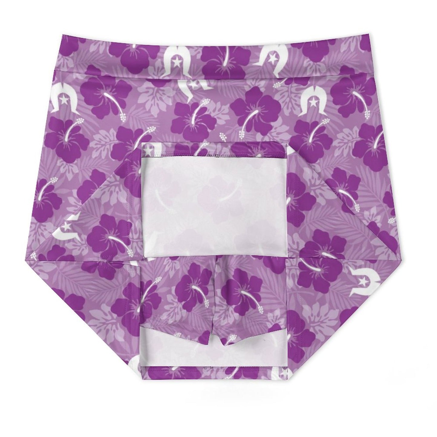 Hibiscus flowers with Dhari (Royal purple) on Anti-peep Skort with Pocket AMQ