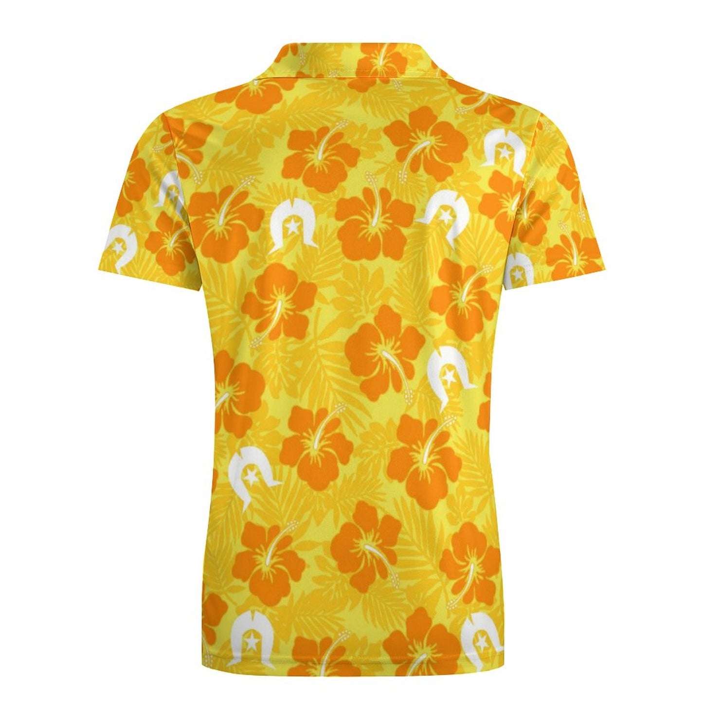 Hibiscus flowers with Dhari (Gold) on Short Sleeve Men's POLO T-shirt