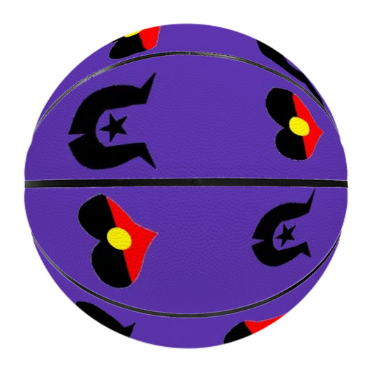 Heart shaped Aboriginal Flag with Black Dhari on Basketball