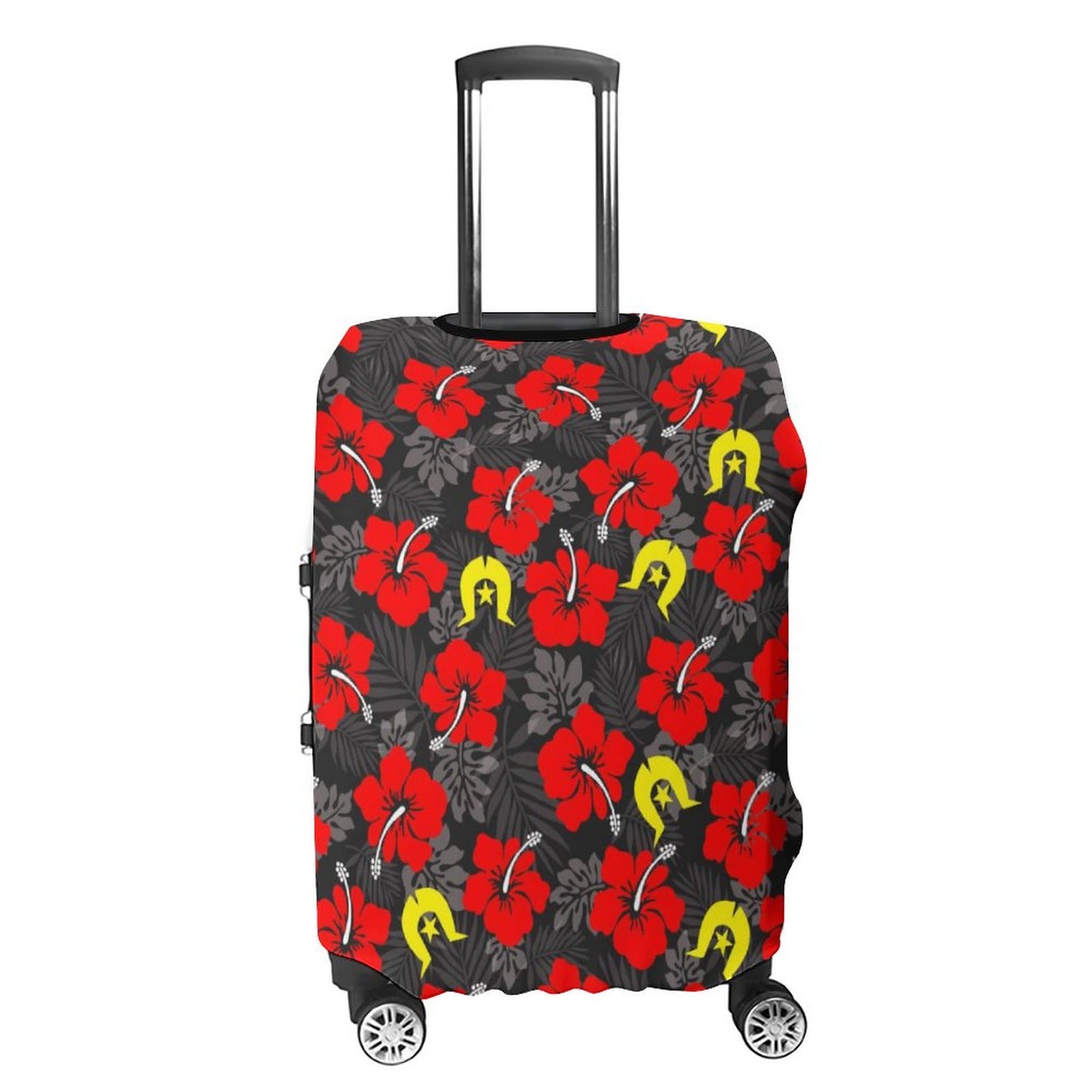 Royal Red Hibiscus with Yellow Dhari on Secure and Stylish Luggage Covers