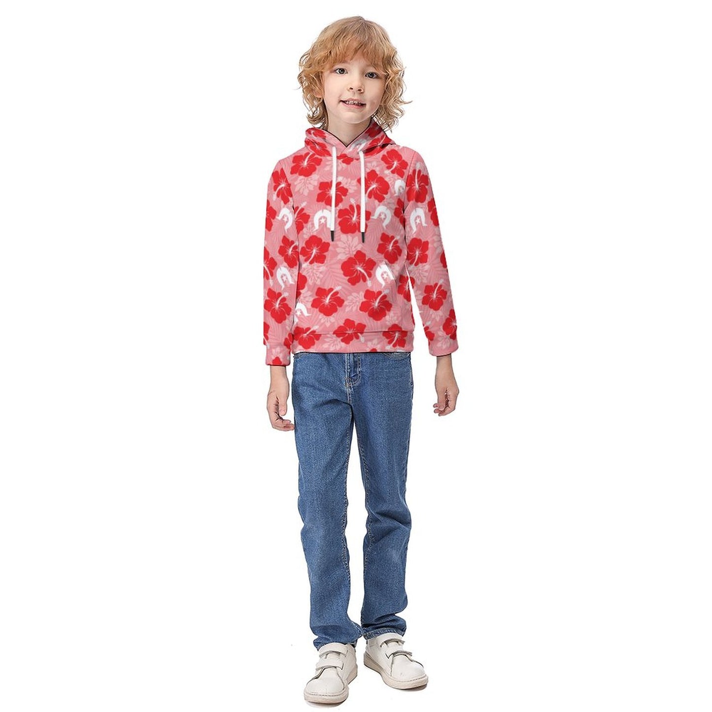 Hibiscus flowers with Dhari (Royal Pink) on Children's Hoodie