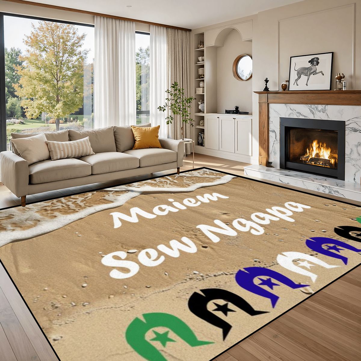 Maiem / Sew Ngapa / Welcome and Dhari on Large Area Rug Floor Carpet