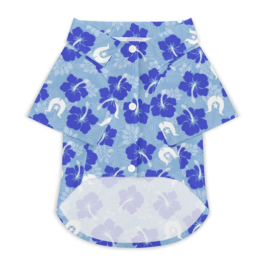 Hibiscus flowers with White Dhari (Sky blue) on Pet Shirt