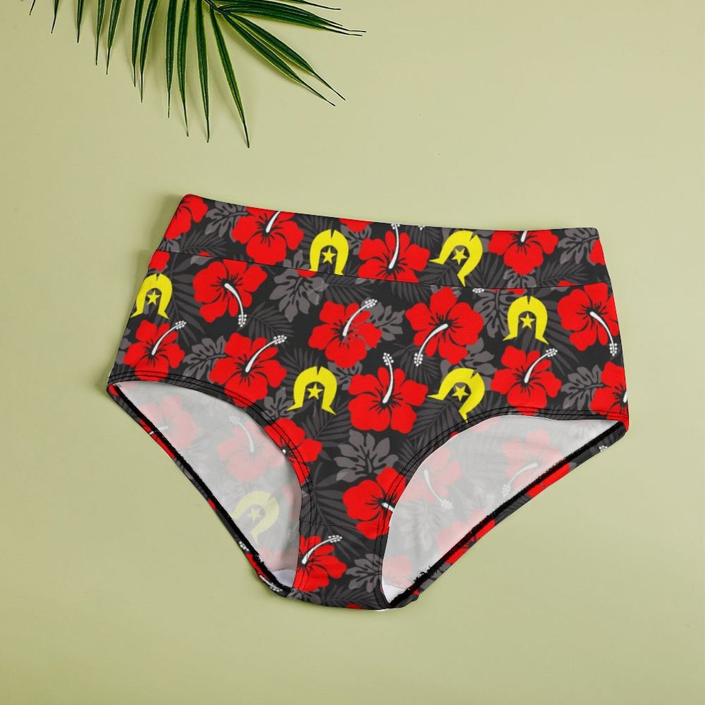 Royal Red Hibiscus with Yellow Dhari on  Women's High-Rise Panties