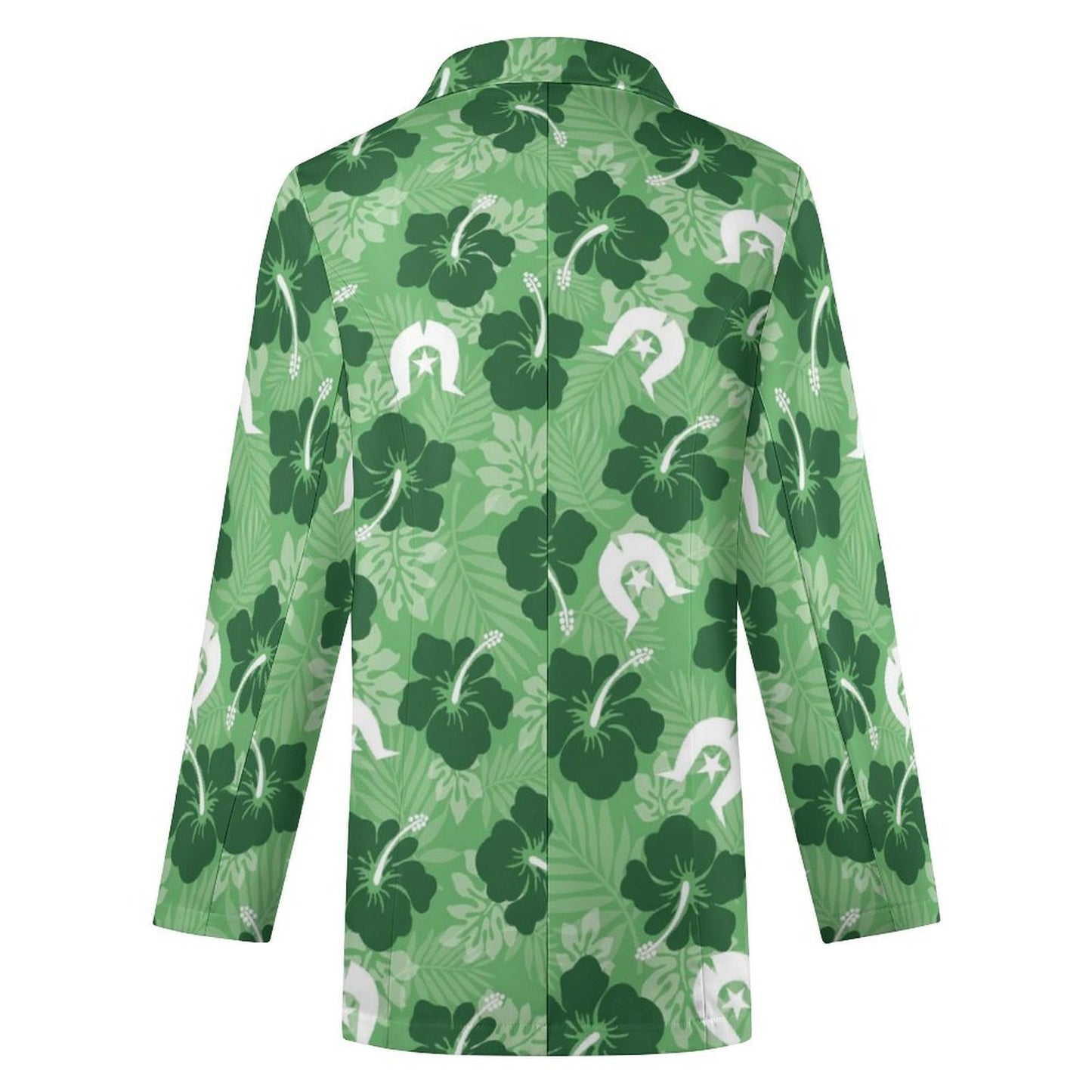Hibiscus flowers with Dhari (Sea Grass Green) on Women's Blazer