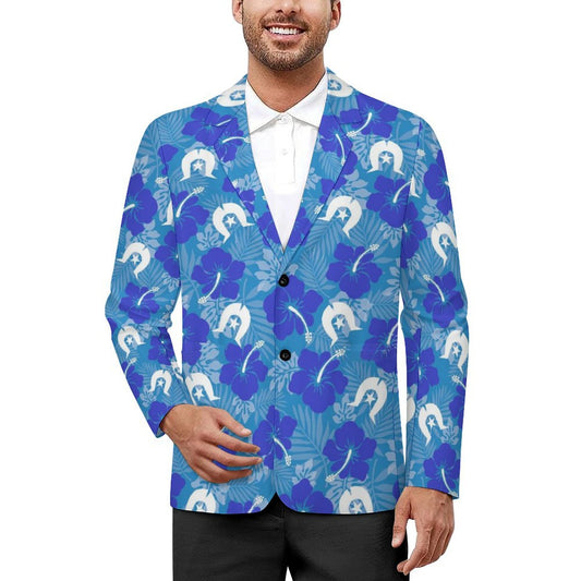 Hibiscus flowers with Dhari (Royal blue) on Men's Blazer