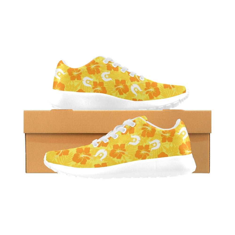 Hibiscus flowers with Dhari (Gold) on Kid's Sneakers
