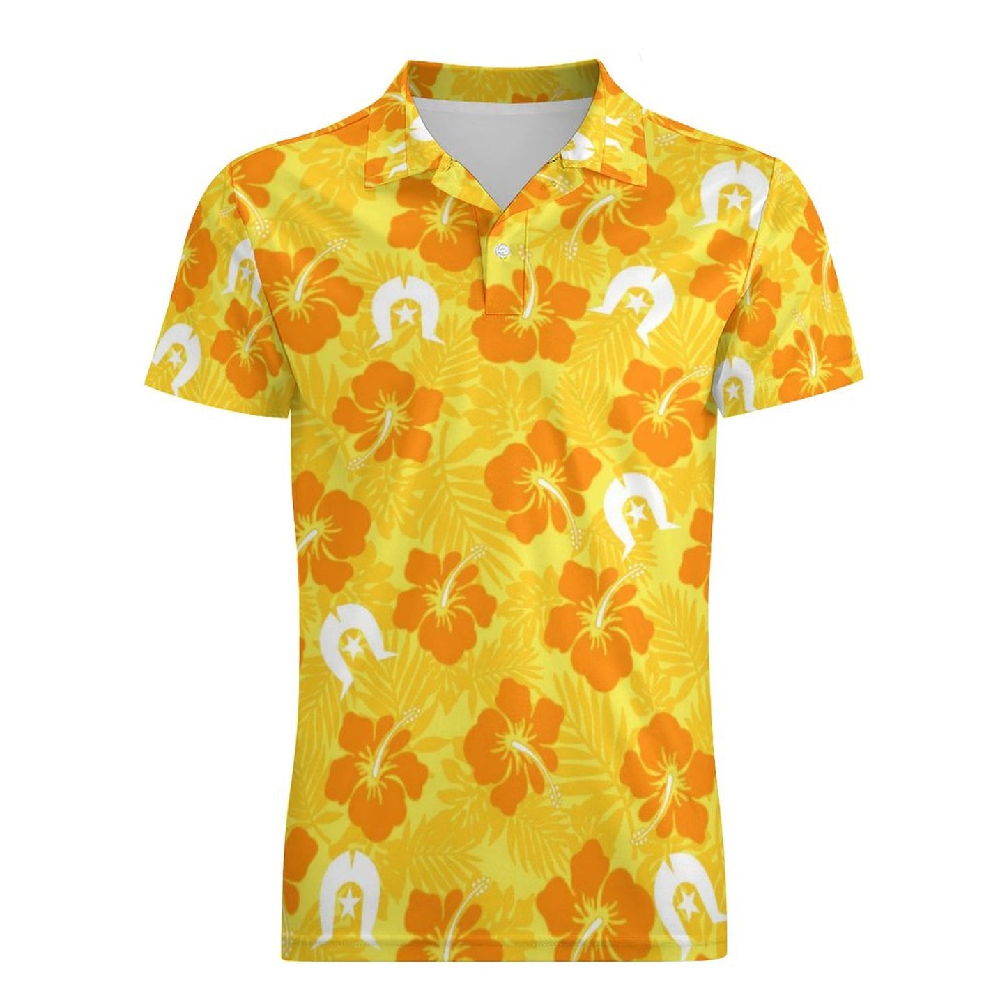 Hibiscus flowers with Dhari (Gold) on Short Sleeve Men's POLO T-shirt