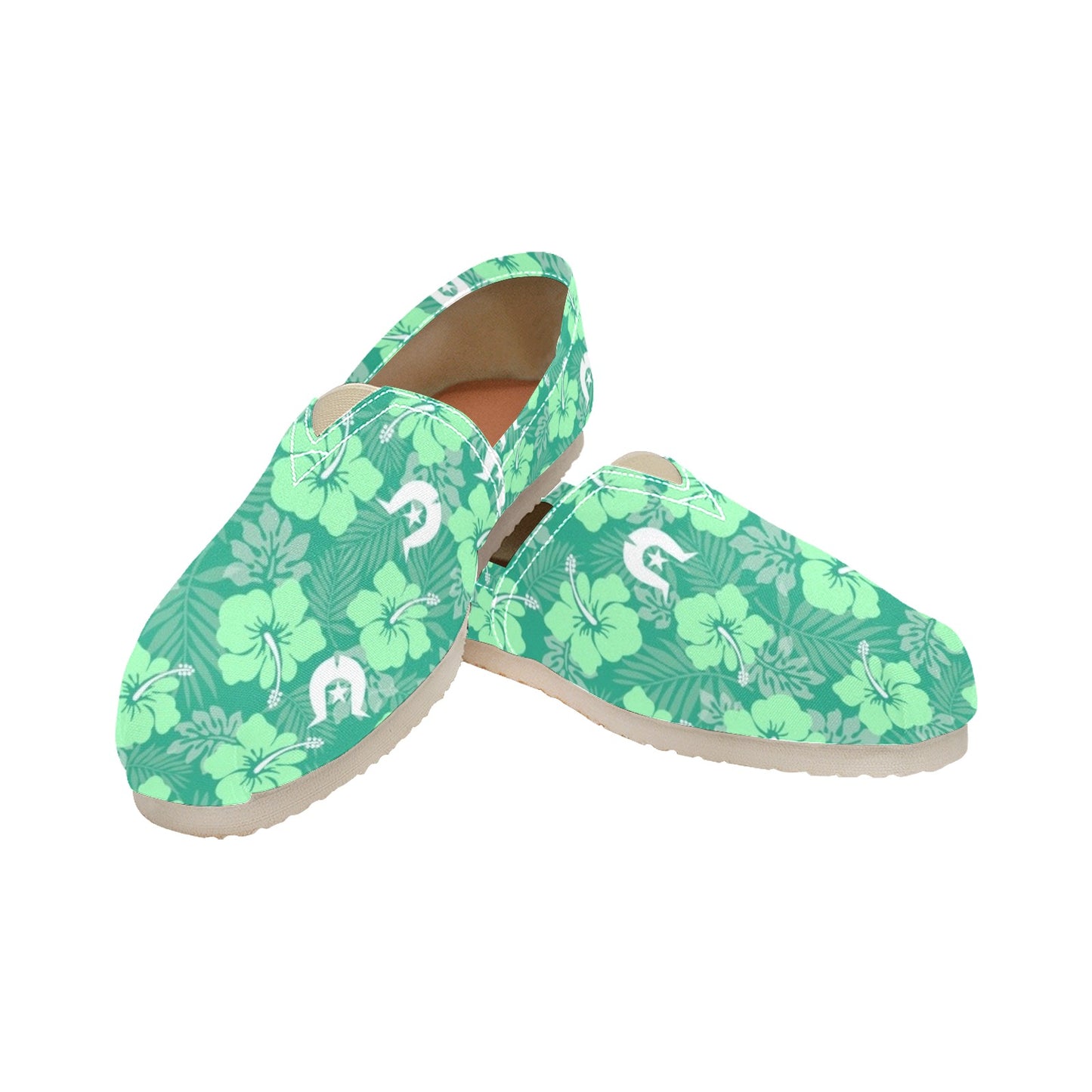 Hibiscus flowers with Dhari (Royal mint) on Men's Classic Canvas Slip-On Shoes