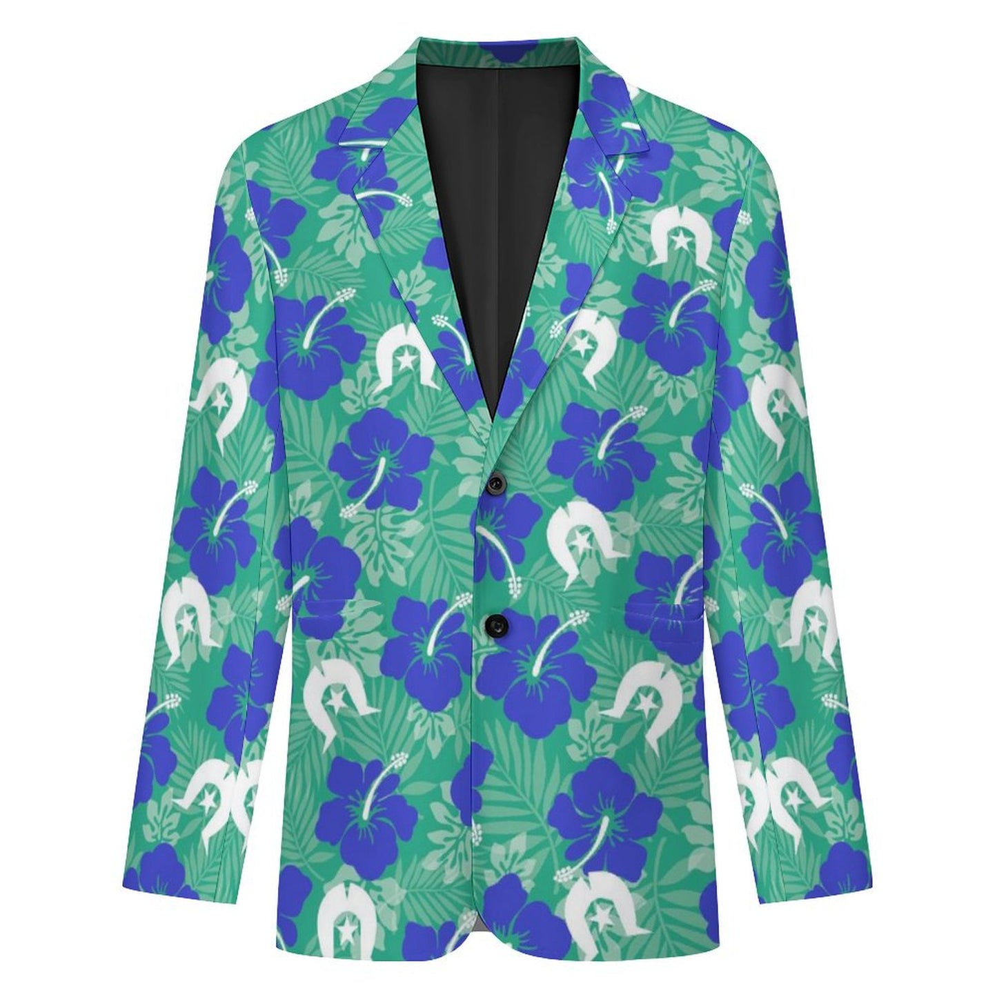 Royal Blue Hibiscus flowers with Dhari on Men's Blazer