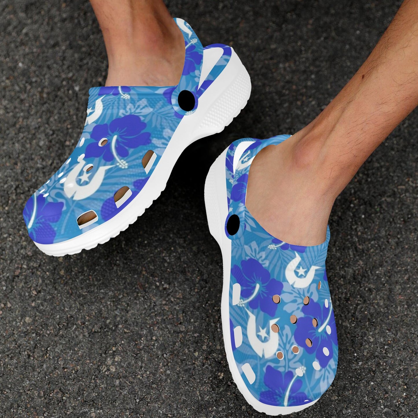 Hibiscus flowers with Dhari (Royal blue) on Adults Clogs
