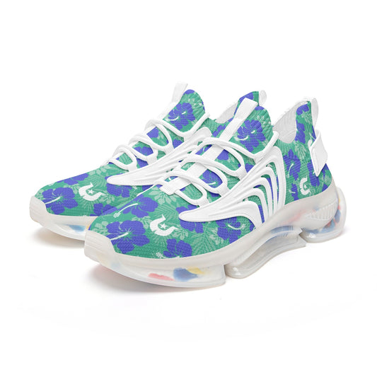 Royal Blue Hibiscus flowers with Dhari on Unisex Low Top Mesh Sneakers