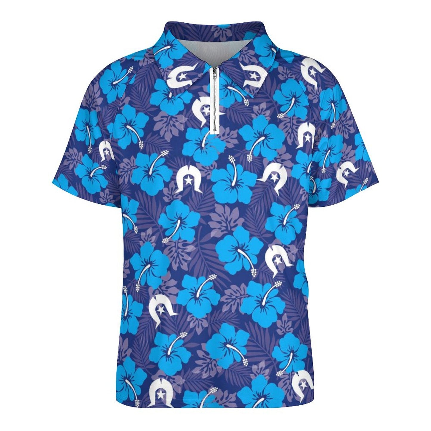 Hibiscus flowers with White Dhari (Royal blue) on Short Sleeved Sportswear Men's T Shirt