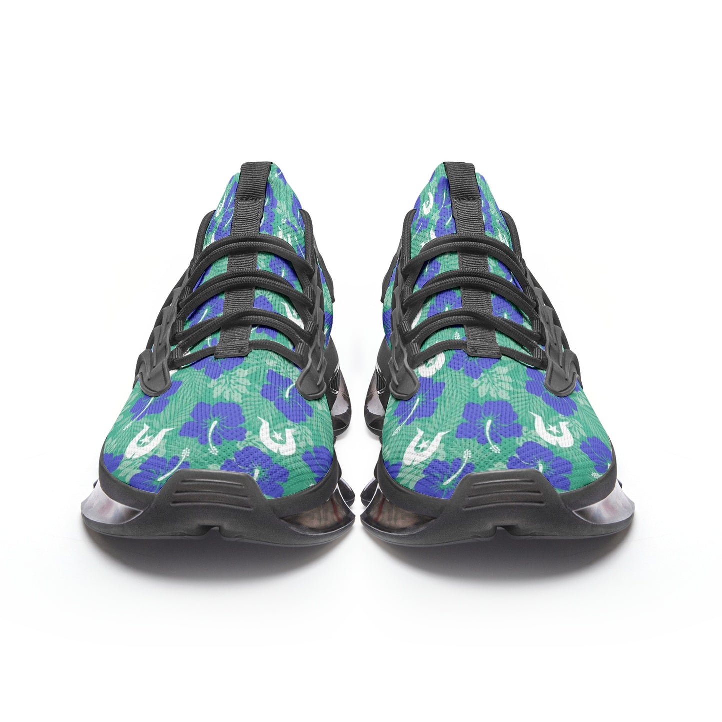 Royal Blue Hibiscus flowers with Dhari on Unisex Low Top Mesh Sneakers