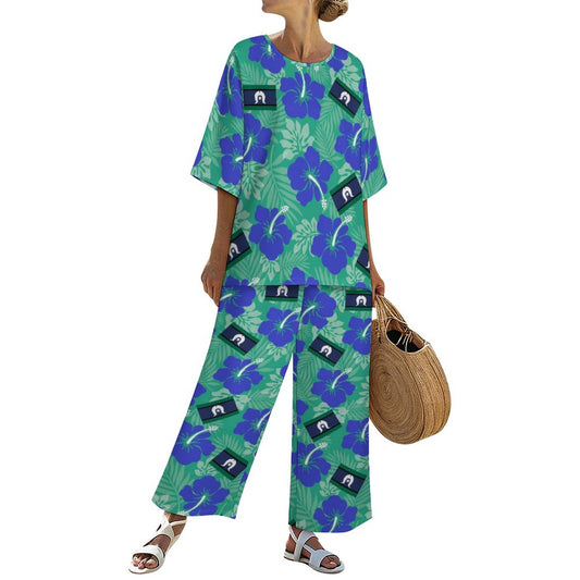 Hibiscus flowers with Torres Strait Flag on Women's Mediterranean Style Set