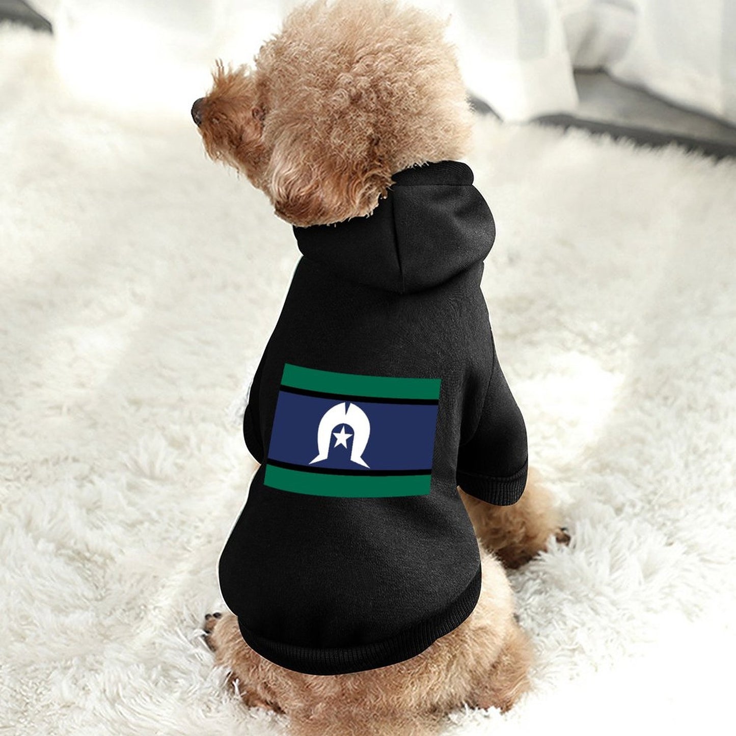 Torres Strait Flag on Pet Hoodies-Partially Printed Pullover Sweatshirts