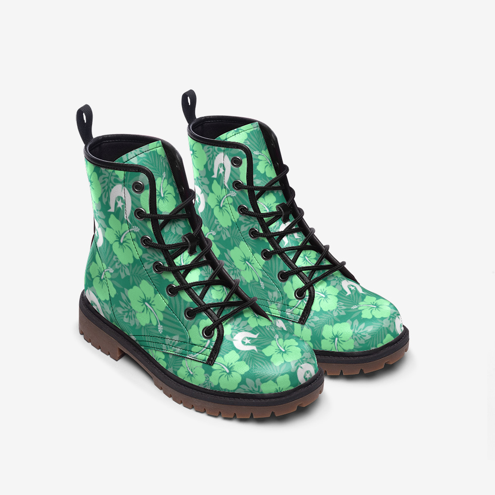 Hibiscus flowers with Dhari (Royal mint) on Casual Leather Lightweight Boots