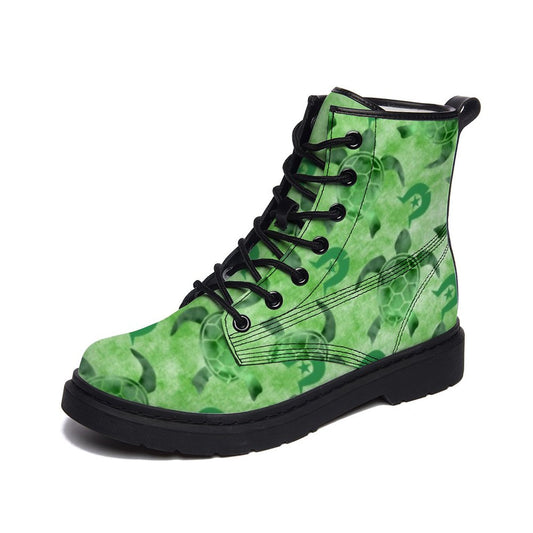 Green Turtle Pattern on Unisex Boots for Men and Women
