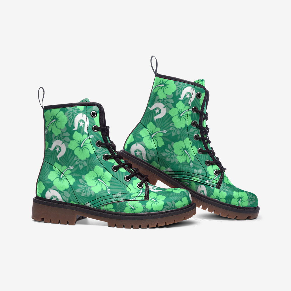 Hibiscus flowers with Dhari (Royal mint) on Casual Leather Lightweight Boots