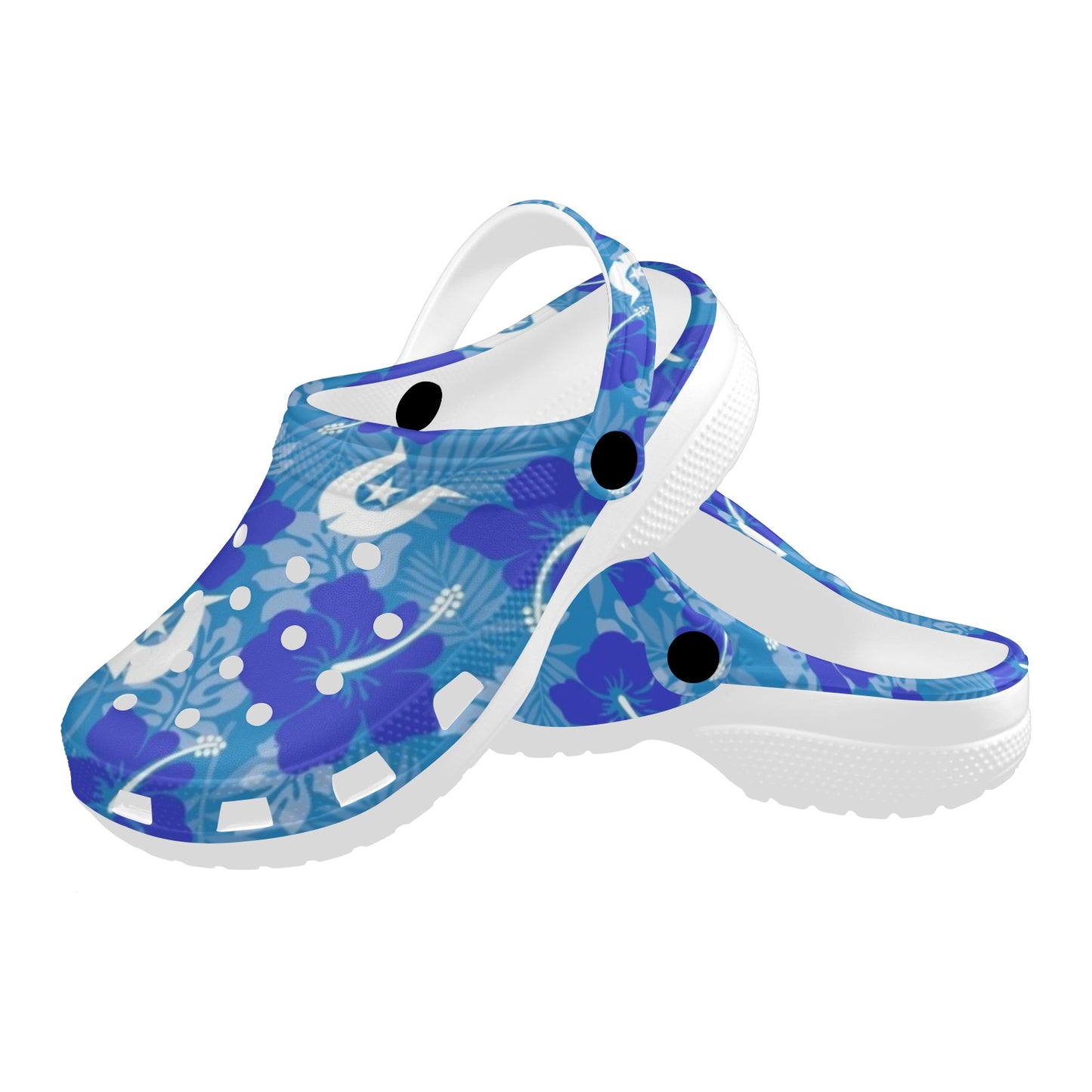 Hibiscus flowers with Dhari (Royal blue) on Adults Clogs