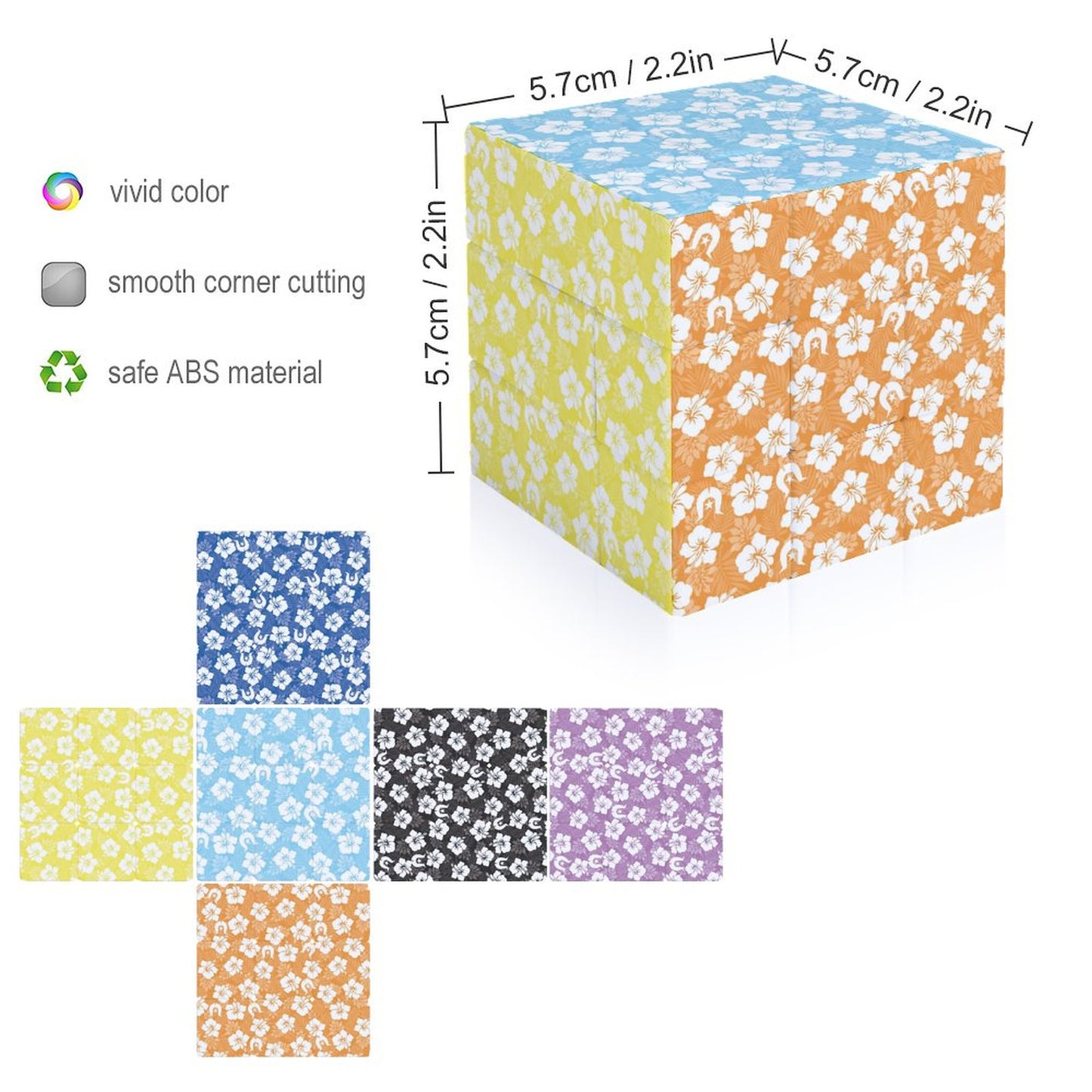 White Hibiscus Flowers with Dhari on 3x3 Magic Cube