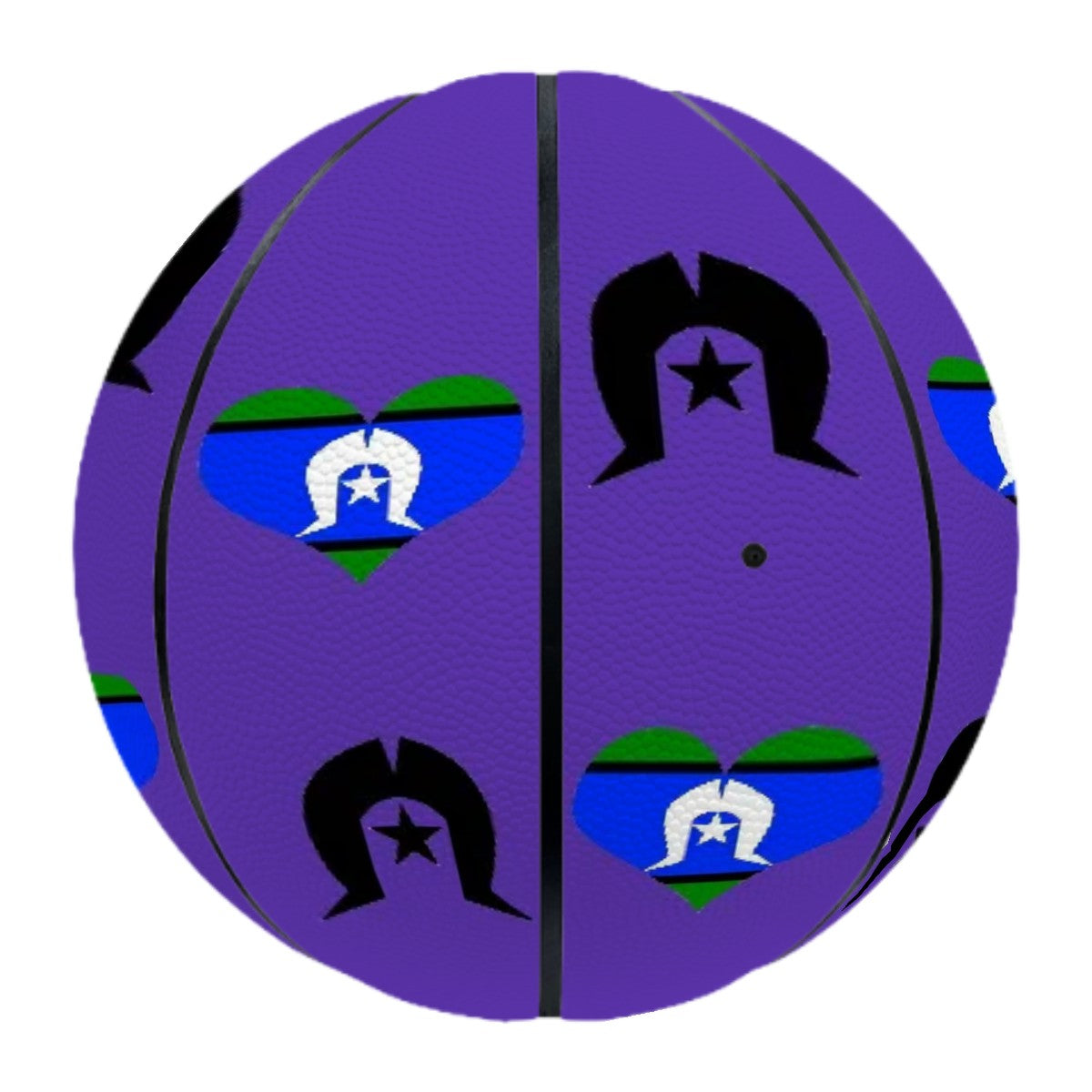 Heart shaped Torres Strait Flag and Black Dhari on Basketball