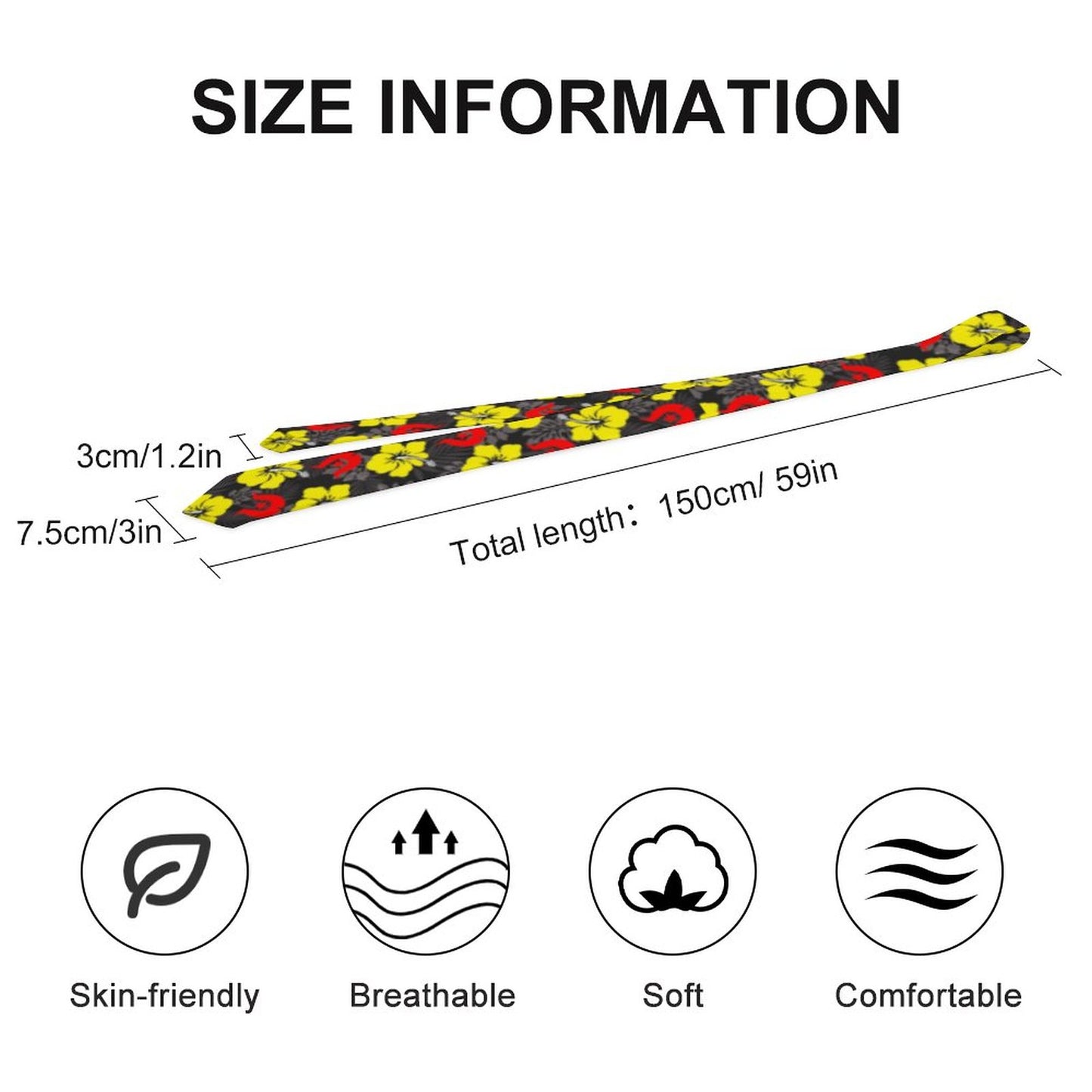 Royal yellow Hibiscus with Red Dhari on Men's Formal Tie